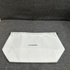 Authentic Chanel Dust Bag White Cloth Logo Protective Pouch