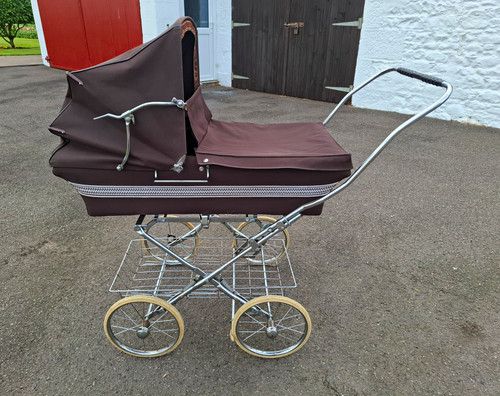 Silver cross brown pram with - cross,