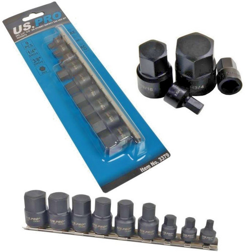 9pc sae stubby impact hex - sae,