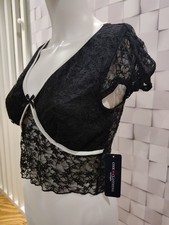 Goth black lace top Sz L V