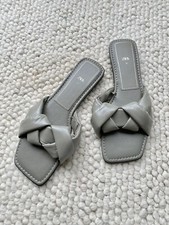 ZARA Khaki Grey Leather