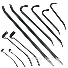 10 Piece Crowbar Long Wrecking Crow Bar Rod Steel Flat Pry Large Nail Pull Set