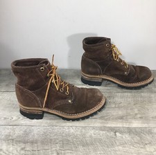 Made in USA Lace-Up Work Toe Lace Up Boots Logger Granny Goth Womens Leather 7.5