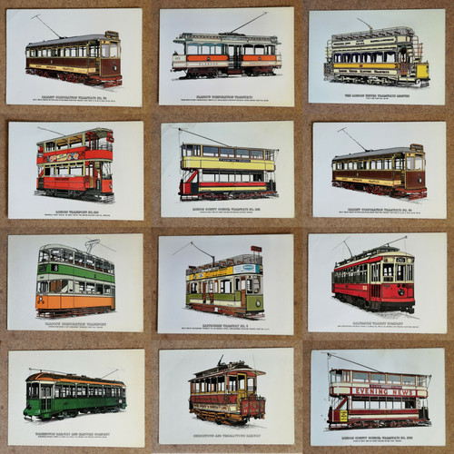 Postcard electric trams trains - postcard,
