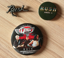 RUSH, HEMISPHERES, EXIT STAGE LEFT  + 2007 RADIO PROMO COOL  VINTAGE TOUR BADGES