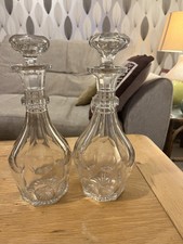 Antique Crystal Decanters Pair For Sherry, Port Etc. In Great Condition