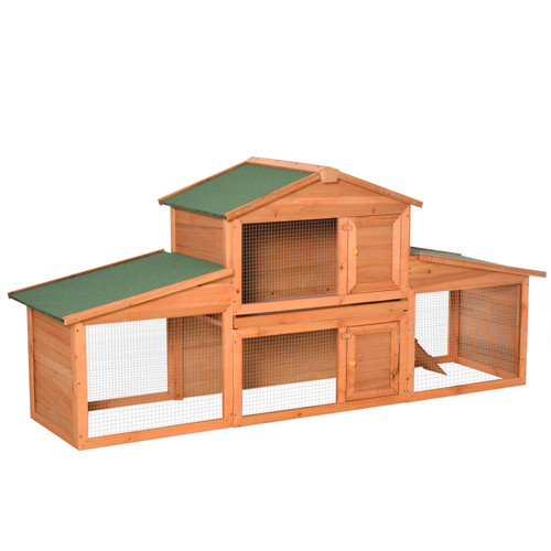 Deluxe fir wood rabbit - wood, hutch