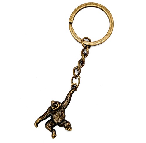 Swinging monkey bronze keyring - monkey,