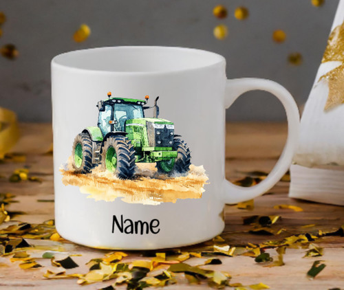 Green tractor personalised mug - tractor,