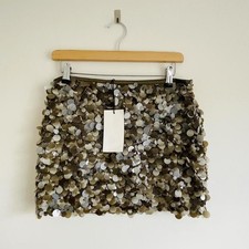 Zara Khaki Sequin Mini Skirt