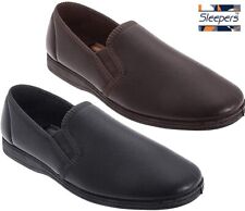 Mens Genuine Leather Slip On Slippers Walking Indoor Outdoor Comfort Shoes Sizes