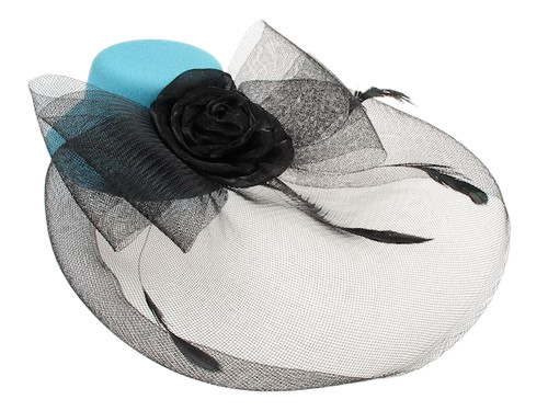 Turquoise top hat fascinator - turquoise,