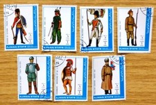 1972 Ajman State  Selection of Cancelled/CTO Stamps 'Uniforms' Item No FX-160