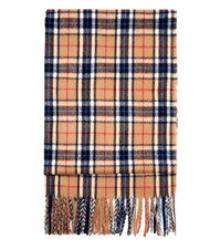 Mango Womens Checked Wool Scarf with Fringed Ends Size L190 x W50cm Medium Brown