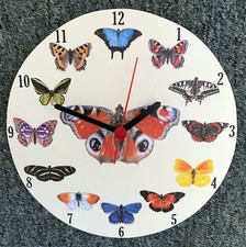 Round Butterfly Clock - Red