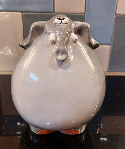 Grey glossy ceramic - ceramic, elephant