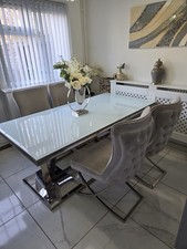 White Glass , Chrome Dining