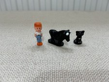 3 X BLUEBIRD POLLY POCKET 1991 FIGURES FOR DREAM WORLD cat cow boy 