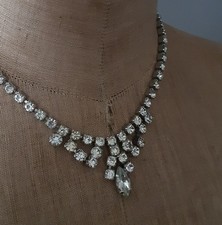 Vintage Art Deco Diamante rhinestone paste necklace circa 1950s VGC