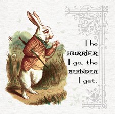 Alice in wonderland-White Rabbit- Fabric Craft Panels 100% Cotton or Polyester