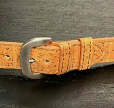 Cork Watch strap 21mm parallel band. Natural brown colour. Anti allergy & Vegan 