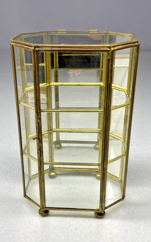 Brass glass curio - brass,