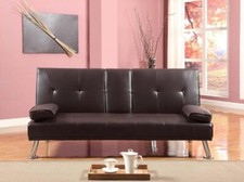 CHOCOLATE BROWN SOFA BED FAUX