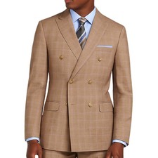 VINCI Men's Tan Glen Plaid
