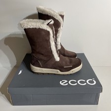 ECCO Siberia Womens Fur Lined Coffee Brown Waterproof Active Boots UK Size 6 VGC