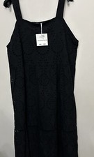 Valentina Naldi Embroidery Eyelet  Dress Black Sze  XXXL Made  Italy 100%