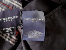 VINTAGE S/M NAVY BURBERRY GOLF ZIP UP /KNITTED COLLAR & CUFFS BOMBER JACKET