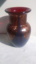 Dale Tiffany, Red,  Glass Vase, with, Encased, Blue and Aventurine.