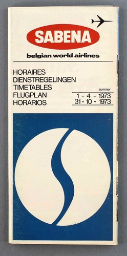Sabena timetable summer 1973 - sabena,
