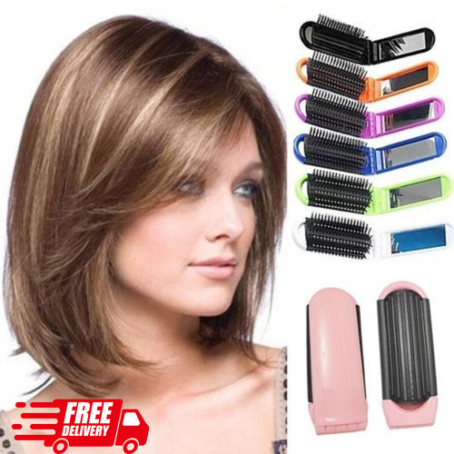 Folding hair brush with mirror - brush,
