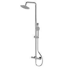 Nuie Wall Mount Thermostatic Shower Bar Valve & Rigid Riser Kit & Handset Round