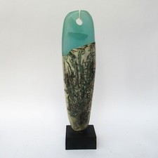 Peter Hayes, British studio pottery raku fired "bow" form with acrylic, 2003