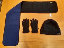 M&S KIDS THINSIULATE HAT, SCARF & GLOVES, BLACK, VERY WARM, SIZE 6-10 YEARS, VGC