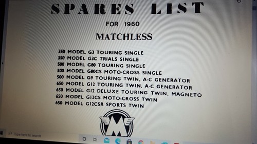 Matchless 1960 parts book - 1960,