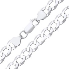 Sterling Silver 925 Men's 9.5mm Chunky Solid Curb Chain 22 24 26"
