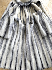Fabulous Ivory/black CROSS real MINK fur Full length 119cm coat Kohinoor marble