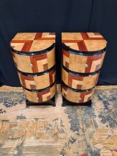 Pair Of Art Deco Three  Draw Side Tables Bedside Tables