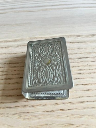 Vintage white metal matchbox - metal,