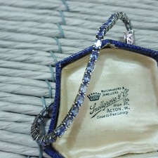 925 Sterling Silver Bracelet, Tennis Bracelet, Genuine Tanzanite Bracelet, 7.5"