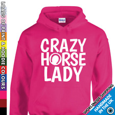 Ladies Crazy Horse Lady Hoodie - Pony Rider Lover - Cute Equestrian Hooded Top