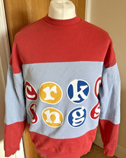 Men’s Crooked Tongues Sweatshirt Logo Detail Multi Red Colorblock Size M-L (L)