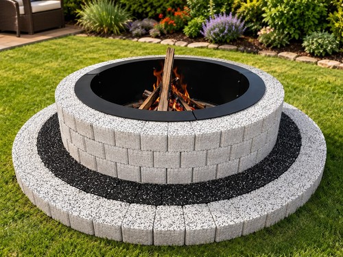 150cm round fire pit concrete - 150cm,