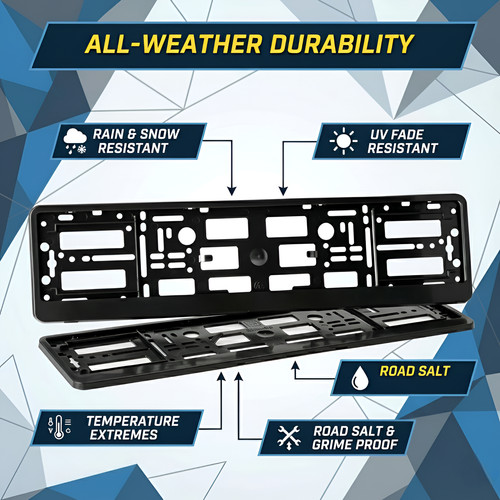 Black number plate - black, holders