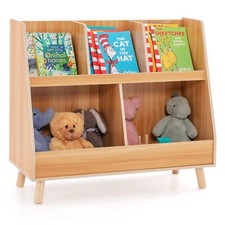 5-Cubby Kids Toy Storage Organizer Wooden Children Bookcase Bookshelf Cabinet