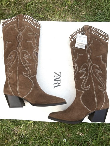 Zara suede embroidered cowboy - embroidered,
