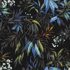 Botanical Wallpaper Black Blue
